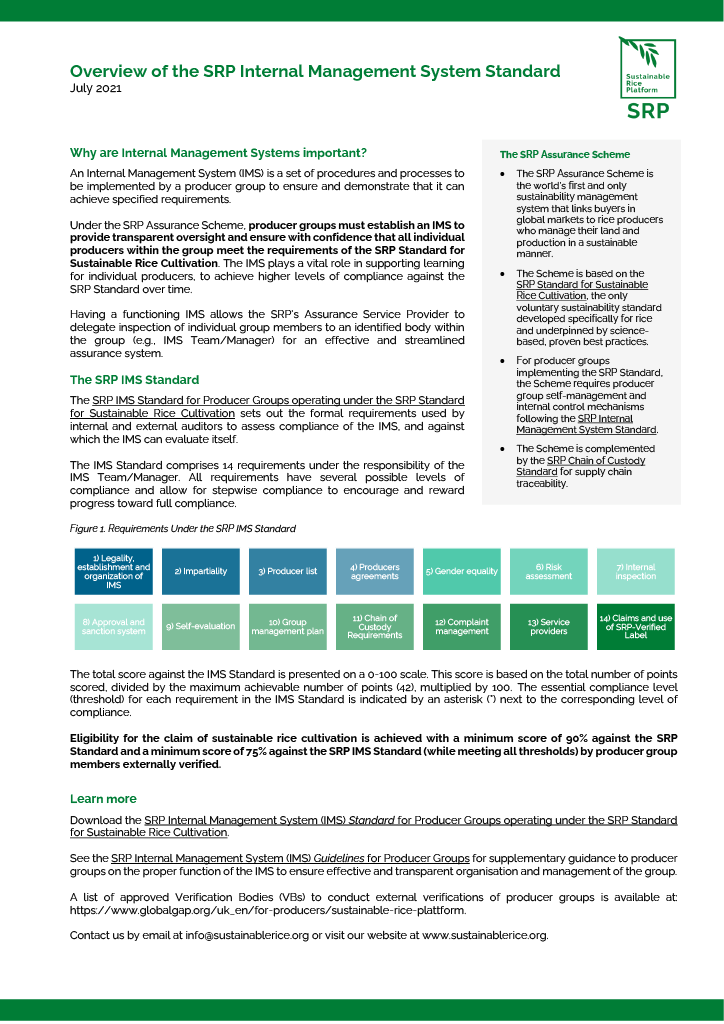 SRP Internal Management System Standard Info Page